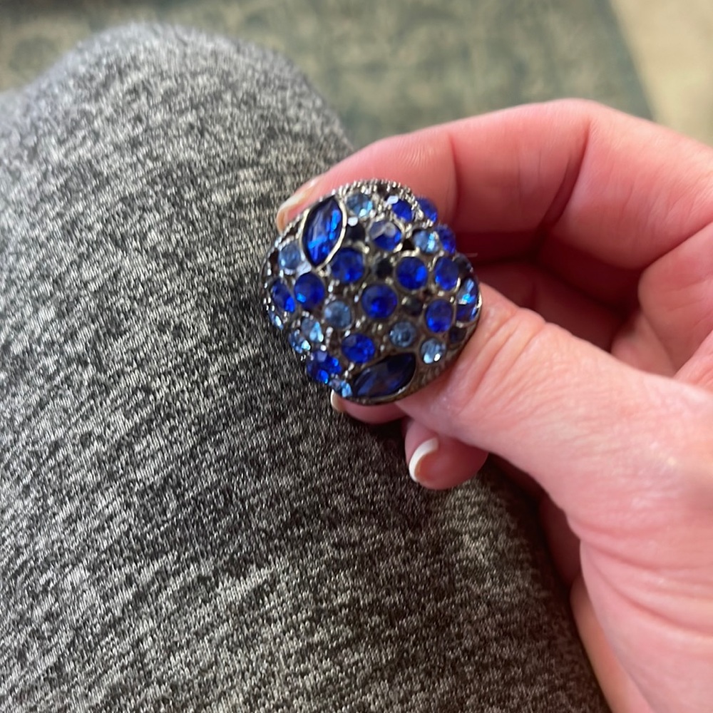 Stunning Blue Adjustable Ring